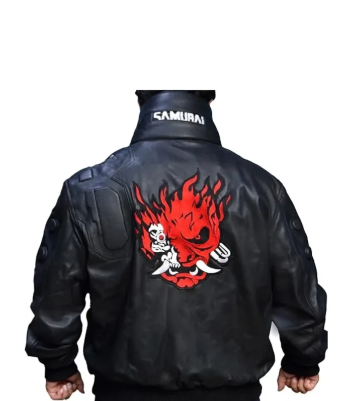 Black Halloween Punk Samurai Jacket For Ultimate Gaming Style/Biker Leather Jacket