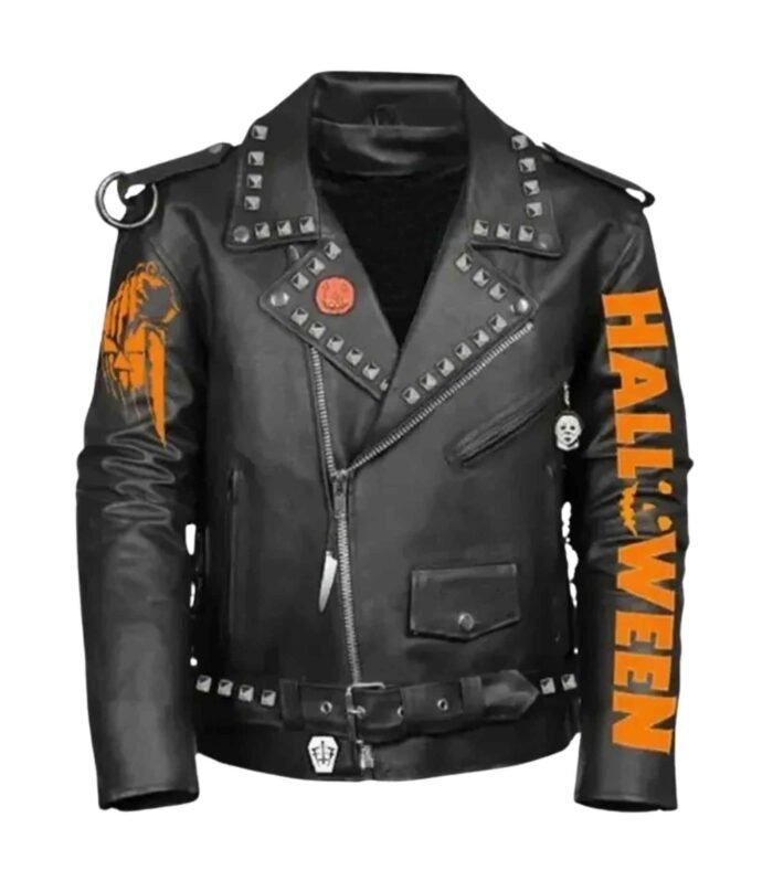 Men's Halloween Black Leather Jacket