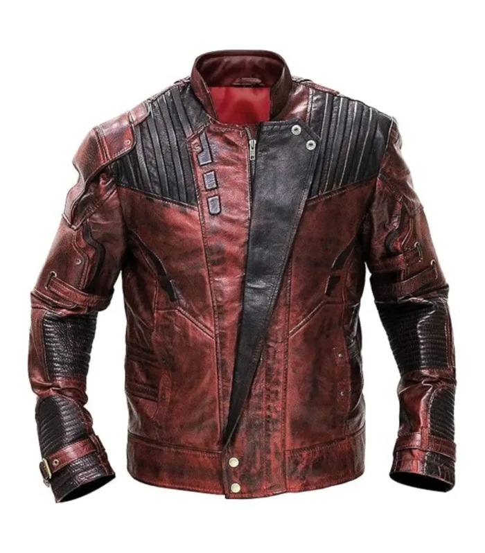 Mens Galaxy Superhero Distressed Biker Cosplay Costume Leather Motorcycle Jacket
